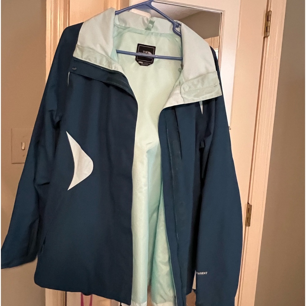 North Face jacket with removable hood and removable fleece jacket.